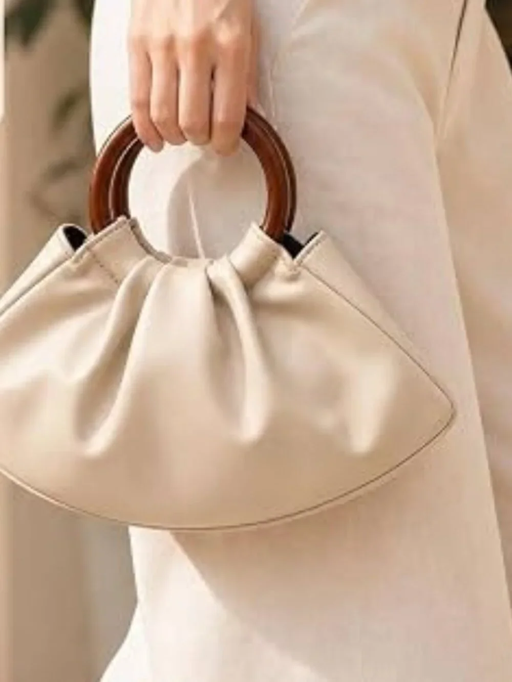 Neiman Marcus Ruched Puffy PU Leather Handbag